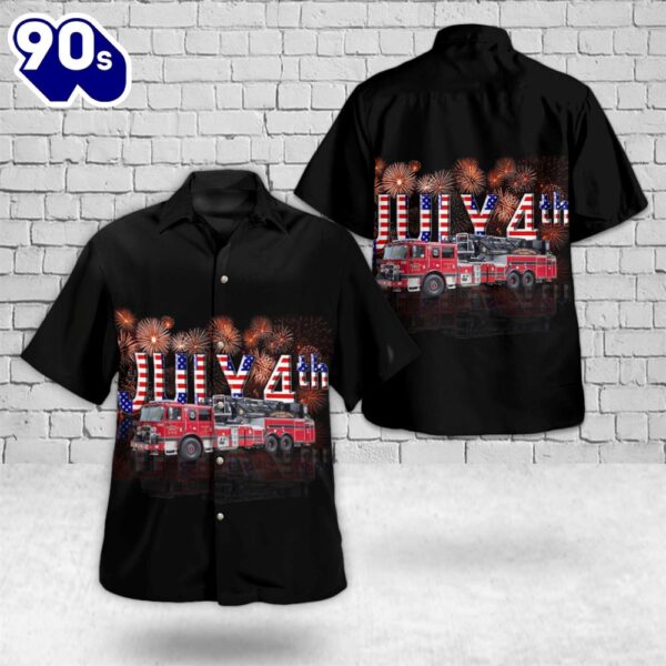 Keasbey, New Jersey, Woodbridge Township Fire District No.4, 4th Of July Hawaiian Shirt