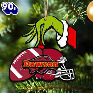 Arkansas Razorbacks Personalized Your Name Grinch And Football Ornament