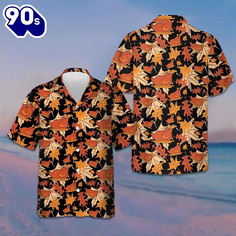 Autumnal Leaves With Turkey Meat Hawaiian Shirt 2023 Thanksgiving Button Up Shirt For Men Autumnal Leaves With Turkey Meat Hawaiian Shirt 2023 Thanksgiving Button Up Shirt For Men