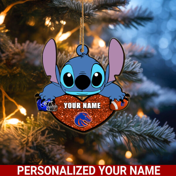 Boise State BroncosStitch Custom Name Ornament NCAA And St With Heart Ornament