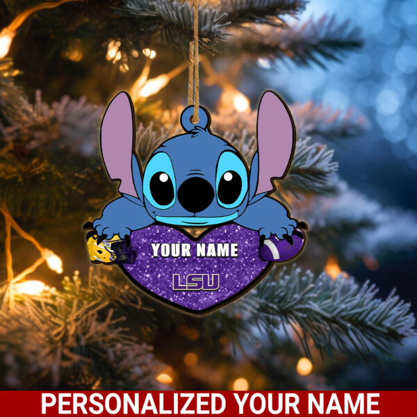 LSU TIGERSStitch Custom Name Ornament NCAA And St With Heart Ornament