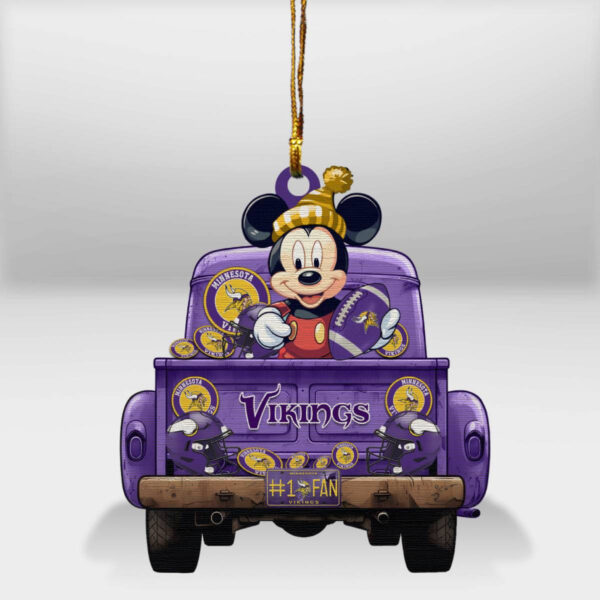 Minnesota Vikings Mickey Mouse Christmas Wood Ornament