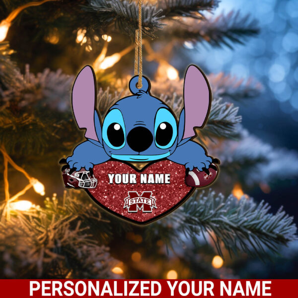 Mississippi State BulldogsStitch Custom Name Ornament NCAA And St With Heart Ornament