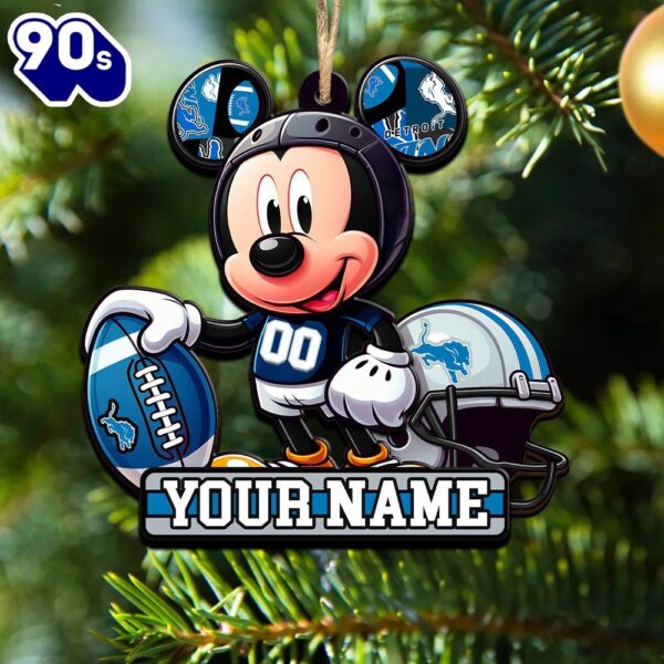 NFL Detroit Lions Mickey Mouse Ornament Personalized Your Name
