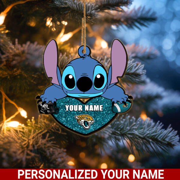 NFL Jacksonville Jaguars Stitch Custom Name Ornament Football Team And St With Heart Ornament