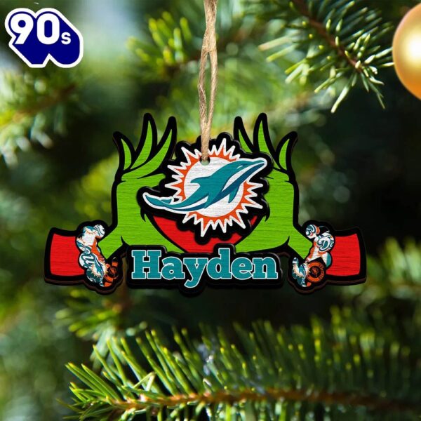 NFL Miami Dolphins Grinch Christmas Ornament Personalized Your Name
