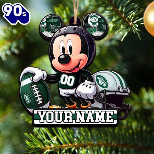 NFL New York Jets Mickey Mouse Ornament Personalized Your Name