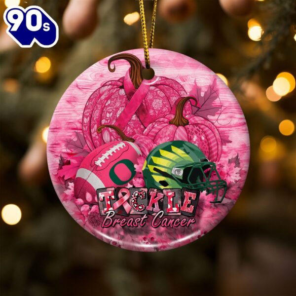 Oregon Ducks  Breast Cancer And Sport Team Ceramic Ornament