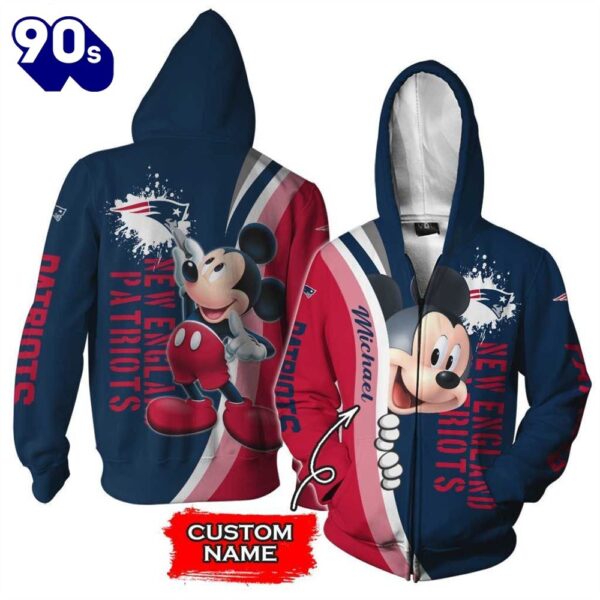 Personalized New England Patriots Mickey Mouse All Over Print 3D Shirt