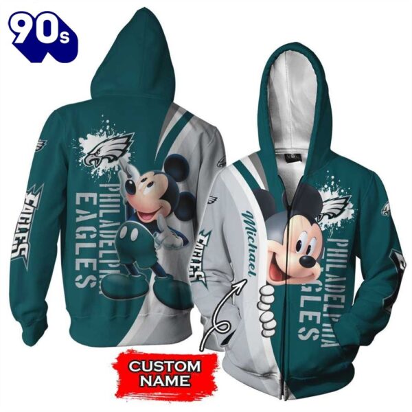 Personalized Philadelphia Eagles Mickey Mouse All Over Print 3D Shirt
