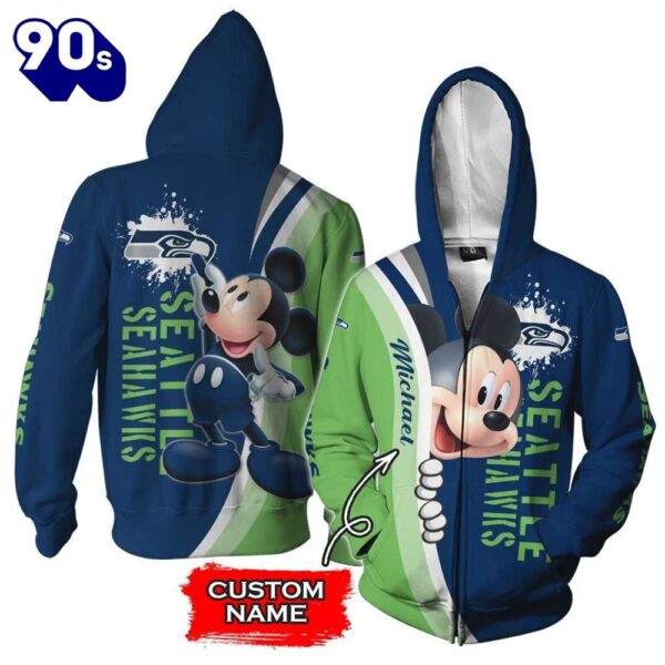 Personalized Seattle Seahawks Mickey Mouse All Over Print 3D Shirt