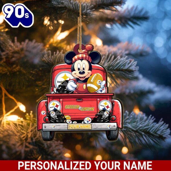 Pittsburgh Steelers Mickey Mouse Ornament Personalized Your Name Sport Home Decor