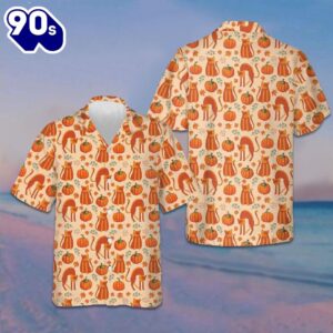 Pumpkin And Cats Hawaiian Shirt…