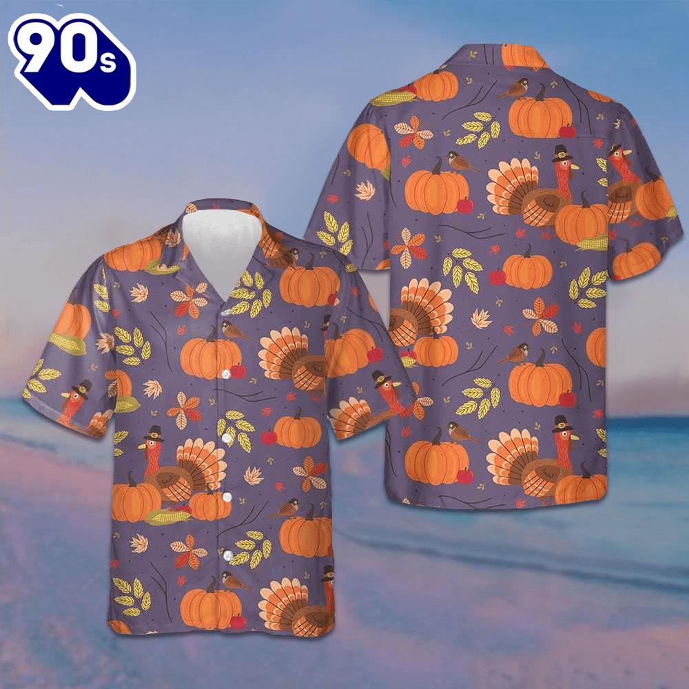 Thanksgiving Day Elements Seamless Pattern Hawaiian Shirt Cool Button Up Shirt Gifts For Him Thanksgiving Day Elements Seamless Pattern Hawaiian Shirt Cool Button Up Shirt Gifts For Him