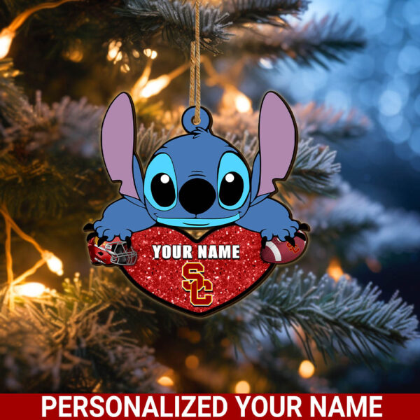 USC TrojansStitch Custom Name Ornament NCAA And St With Heart Ornament