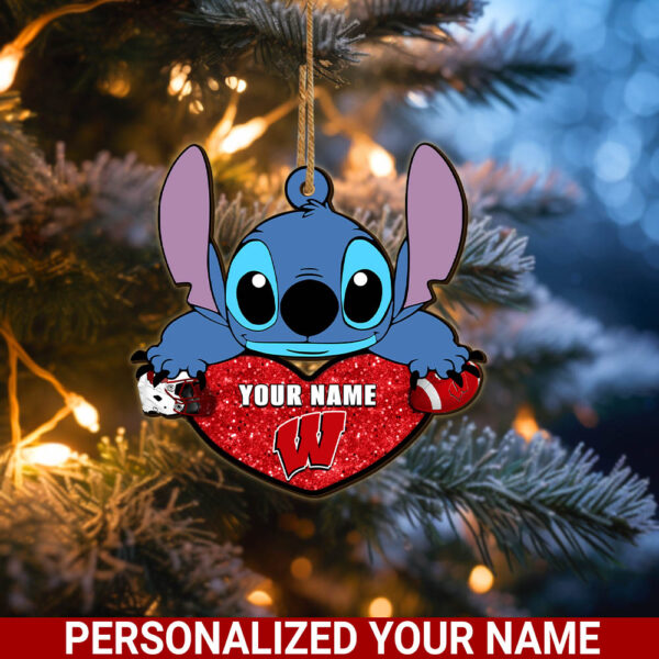 Wisconsin BadgersStitch Custom Name Ornament NCAA And St With Heart Ornament