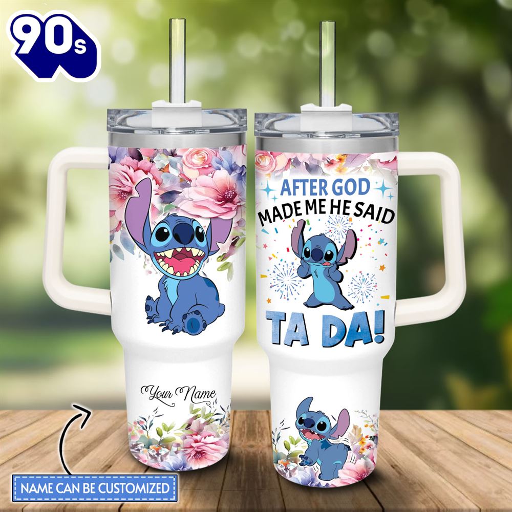 Custom Name Stitch Tada 40oz Stainless Steel Tumbler Custom Name Stitch Tada 40oz Stainless Steel Tumbler