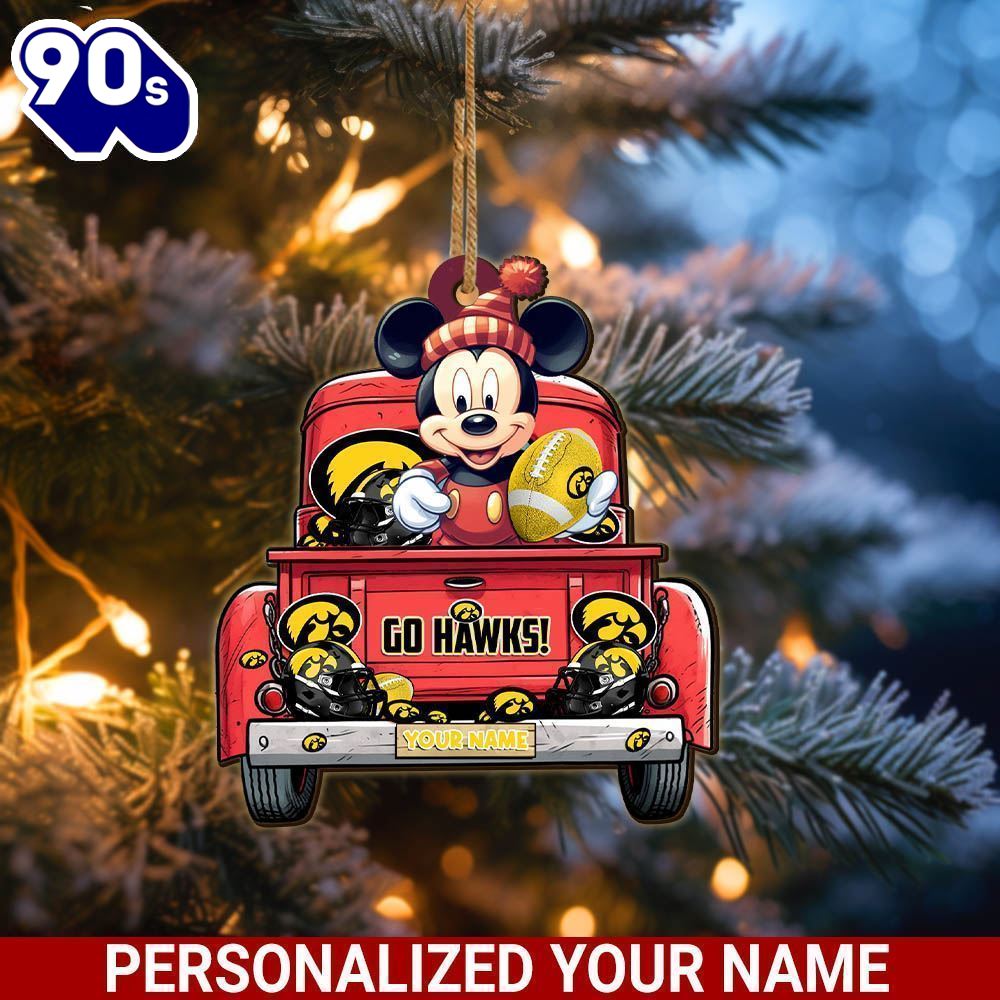 Iowa Hawkeyes Mickey Mouse Ornament Personalized Your Name Sport Home Decor Iowa Hawkeyes Mickey Mouse Ornament Personalized Your Name Sport Home Decor