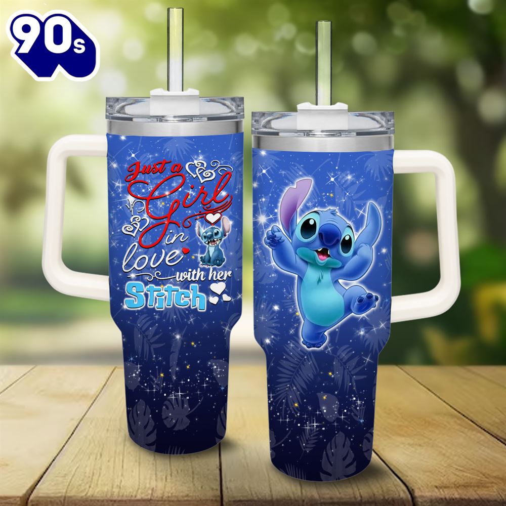 Just A Girl Loves Stitch 40oz Tumbler Just A Girl Loves Stitch 40oz Tumbler