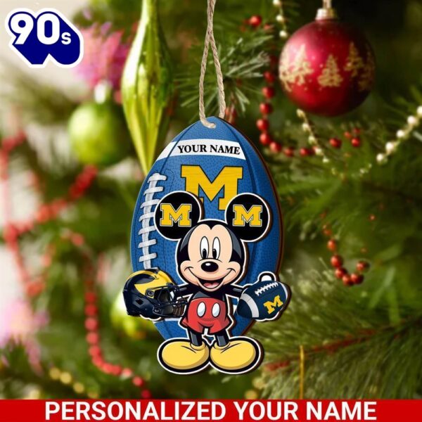 Michigan Wolverines And Mickey Mouse Ornament Personalized Your Name