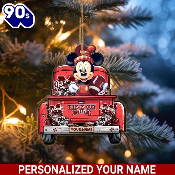 Mississippi State Bulldogs Mickey Mouse Ornament Personalized Your Name Sport Home Decor