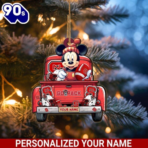 NC State Wolfpack Mickey Mouse Ornament Personalized Your Name Sport Home Decor