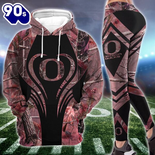 NCAA Oregon Ducks Hoodie & Leggings For Women Custom Your Name