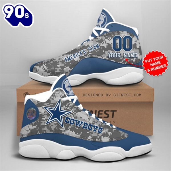 NFL Dallas Cowboys Custom Name Number Air Jordan 13 Shoes For Fans