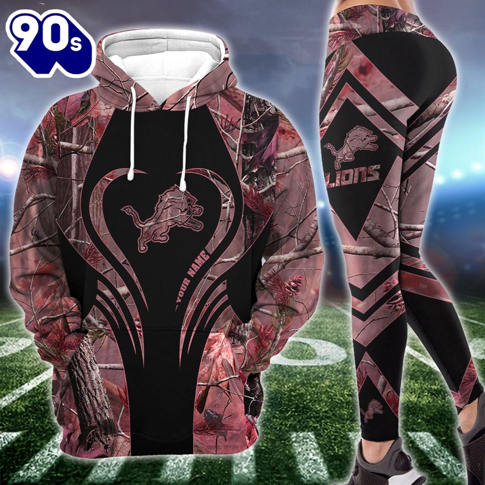 NFL Detroit Lions Hoodie & Leggings For Women Custom Your Name NFL Detroit Lions Hoodie & Leggings For Women Custom Your Name