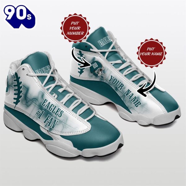 NFL Philadelphia Eagles Custom Name Number Air Jordan 13 Shoes #1 Fan