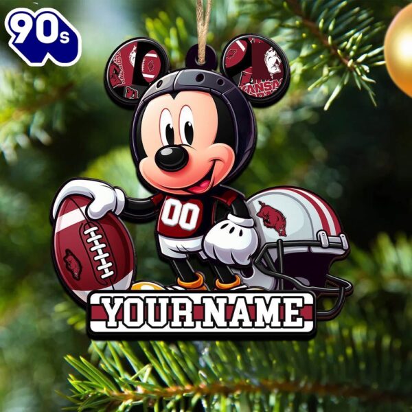 Ncaa Arkansas Razorbacks Mickey Mouse Ornament Personalized Your Name