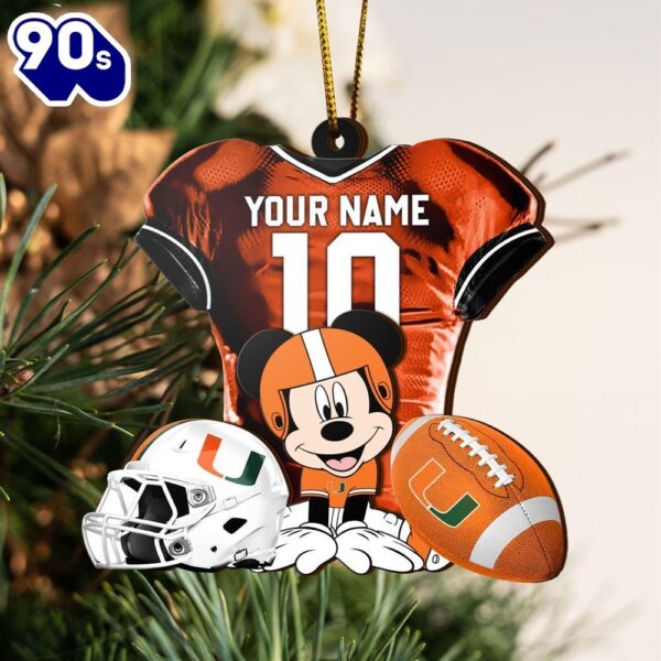 Ncaa Miami Hurricanes Mickey Mouse Christmas Ornament Custom Your Name And Number