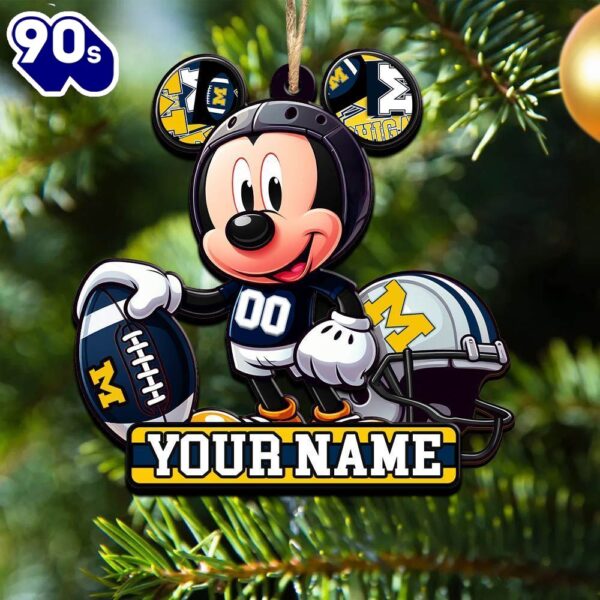 Ncaa Michigan Wolverines Mickey Mouse Ornament Personalized Your Name