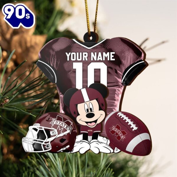 Ncaa Mississippi State Bulldogs Mickey Mouse Christmas Ornament Custom Your Name And Number