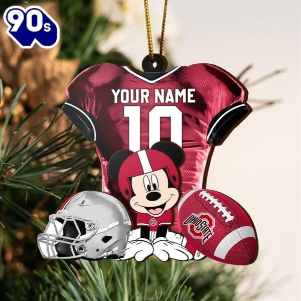 Ncaa Ohio State Buckeyes Mickey Mouse Christmas Ornament Custom Your Name And Number