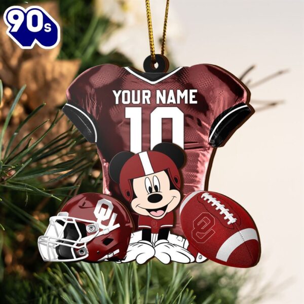 Ncaa Oklahoma Sooners Mickey Mouse Christmas Ornament Custom Your Name And Number