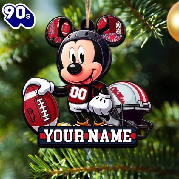 Ncaa Ole Miss Rebels Mickey Mouse Ornament Personalized Your Name