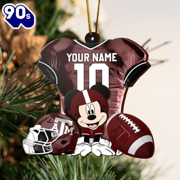 Ncaa Texas A&M Aggies Mickey Mouse Christmas Ornament Custom Your Name And Number