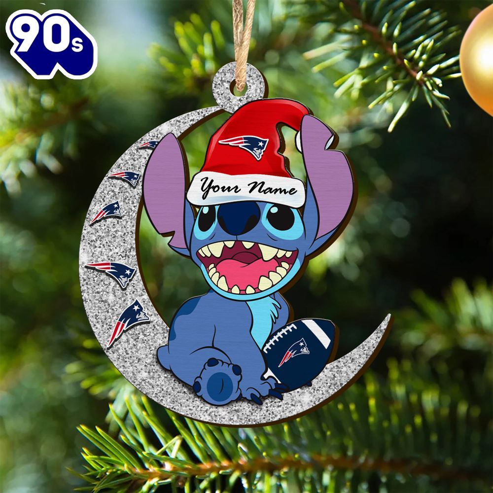 New England Patriots NFL Stitch With Moon Ornament New England Patriots NFL Stitch With Moon Ornament