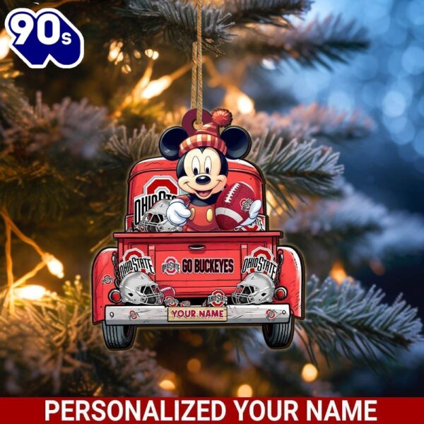 Ohio State Buckeyes Mickey Mouse Ornament Personalized Your Name Sport Home Decor