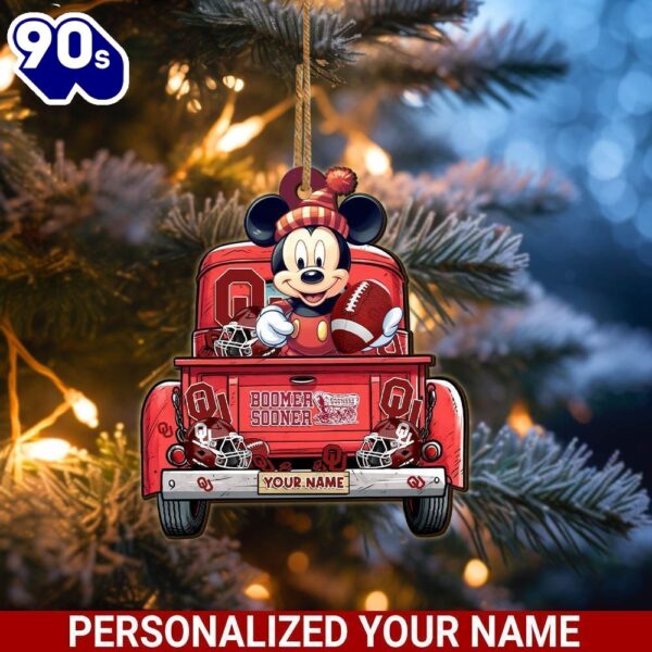 Oklahoma Sooners Mickey Mouse Ornament Personalized Your Name Sport Home Decor