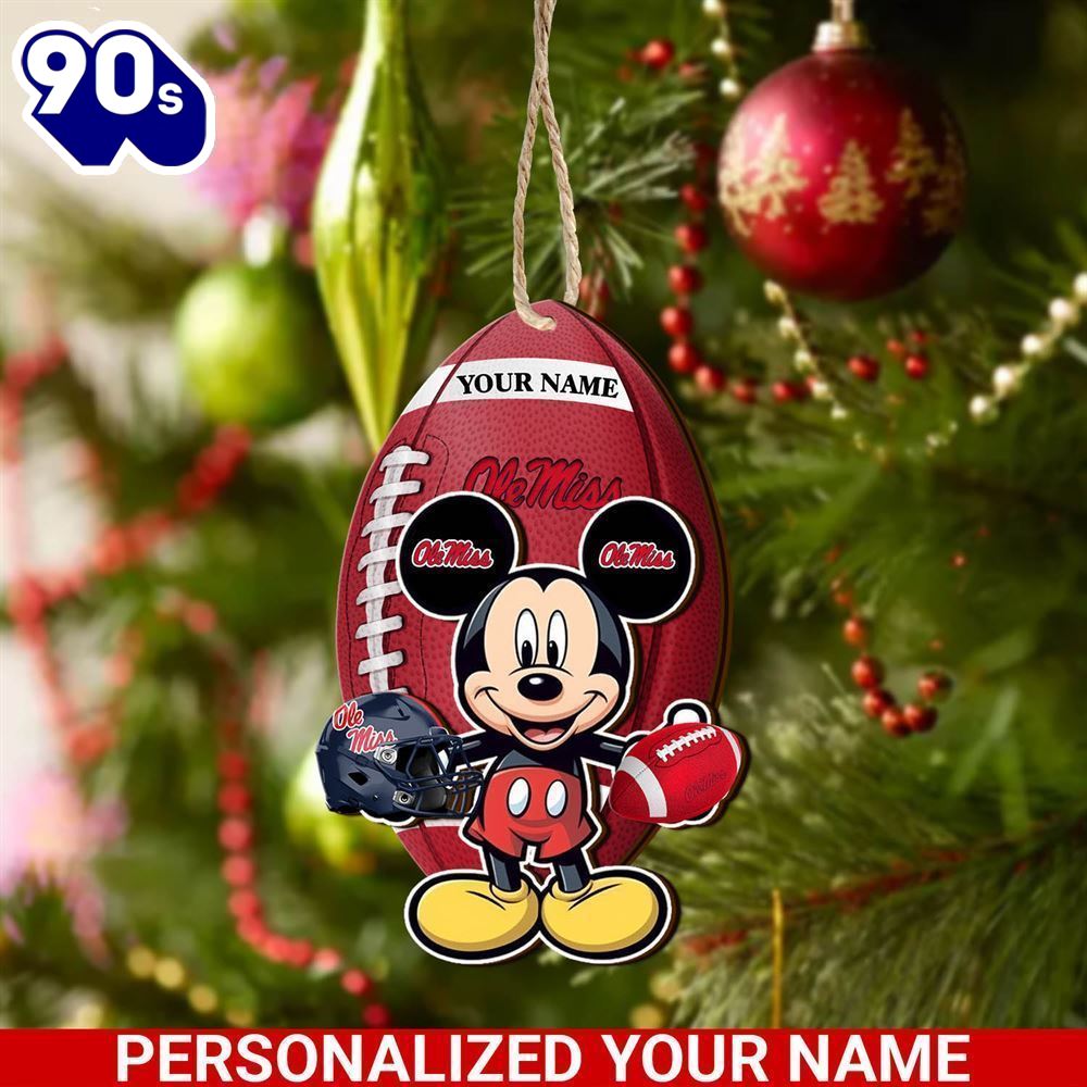 Ole Miss Rebels And Mickey Mouse Ornament Personalized Your Name Ole Miss Rebels And Mickey Mouse Ornament Personalized Your Name