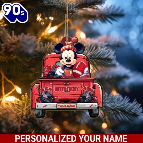 Ole Miss Rebels Mickey Mouse Ornament Personalized Your Name Sport Home Decor