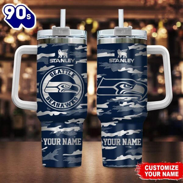 Seattle Seahawks-NFL Personalized New Camo Pattern Stanley Tumbler 40oz