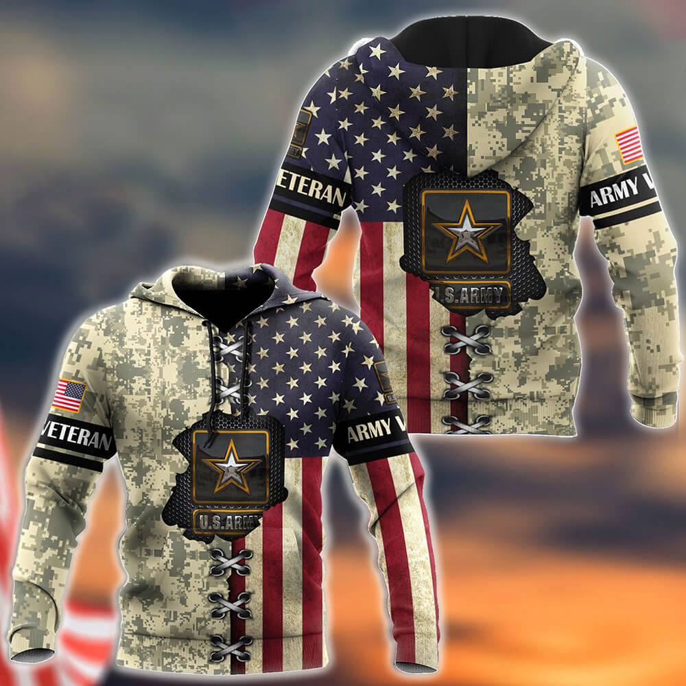 US Army Veteran American Flag 3D All Over Printed Hoodie US Army Veteran American Flag 3D All Over Printed Hoodie