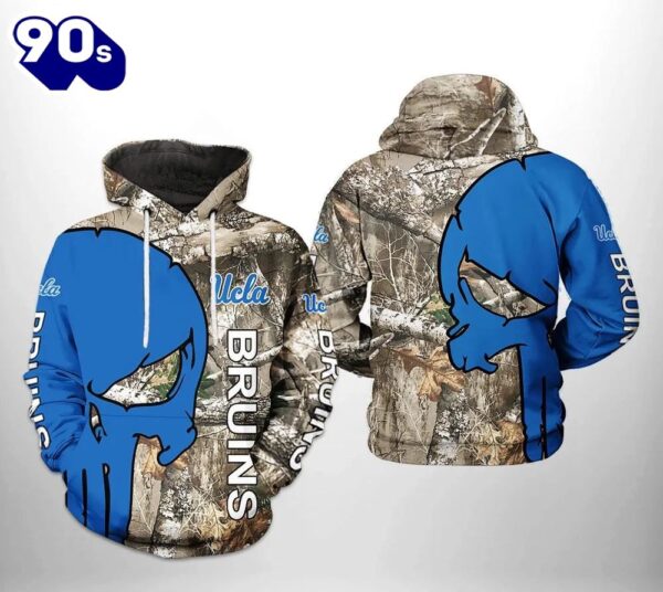 Ucla Bruins Camo Veteran Hunting and Punisher Skull 3D Hoodie Gifts For Ucla Bruins Fans