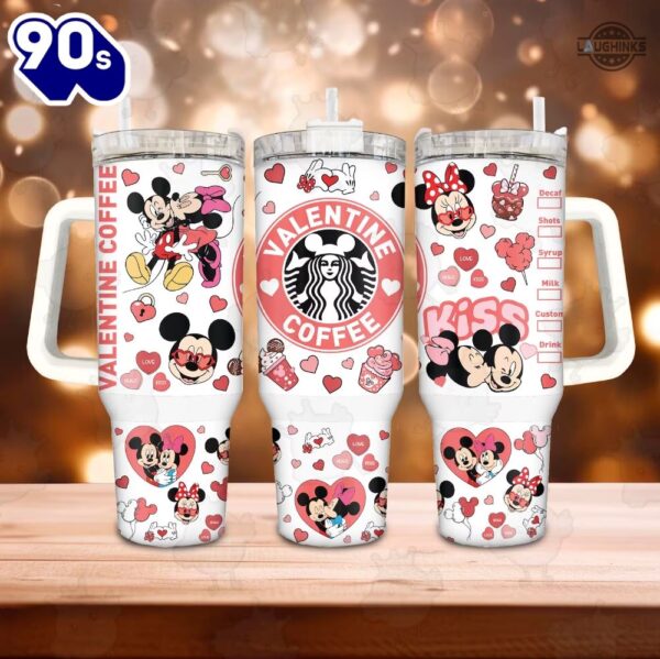 Valentine Mickey And Minnie Starbucks Tumbler 40oz Magic World Disneyland Stainless Steel Cup Valentines Day