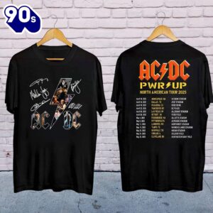 2025 Acdc Pwr Up World Tour Double Side Vuitino Merch Shirt For Fans