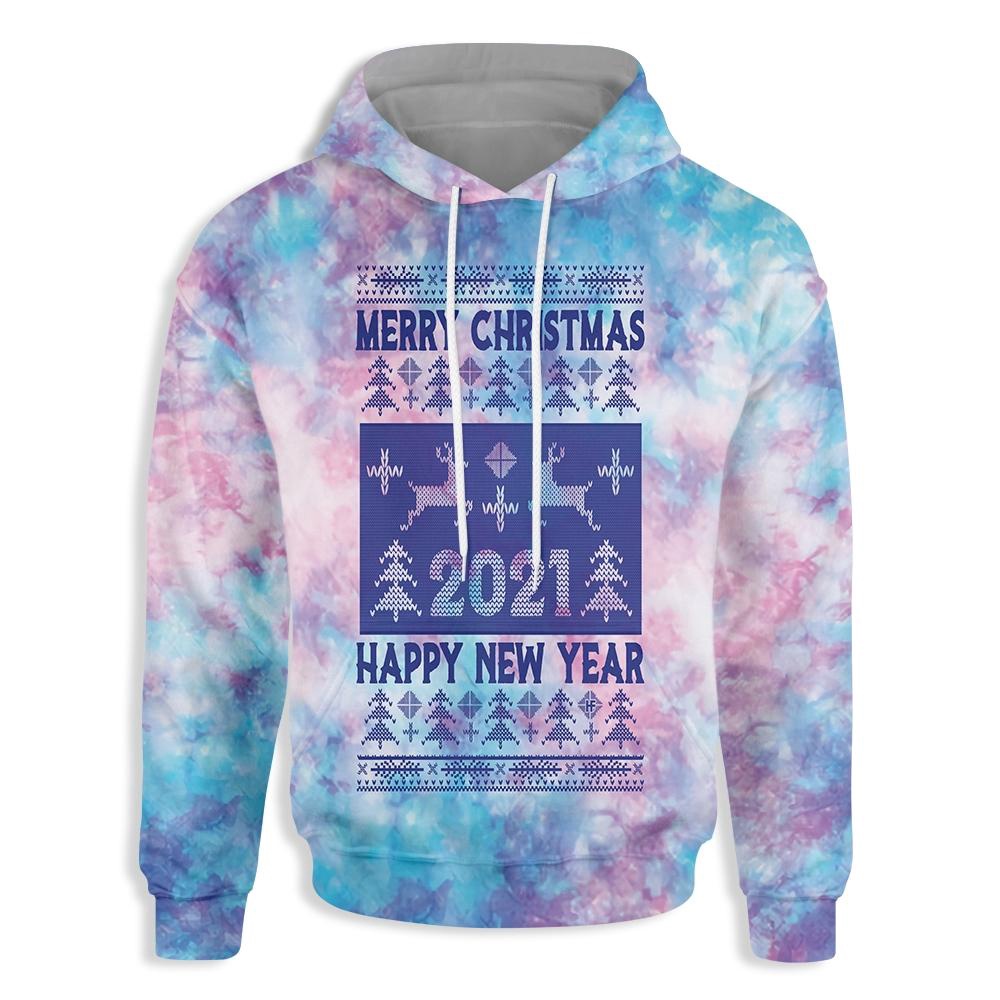 Christmas Santa Pattern Tie Dye 3D All Over Print Hoodie