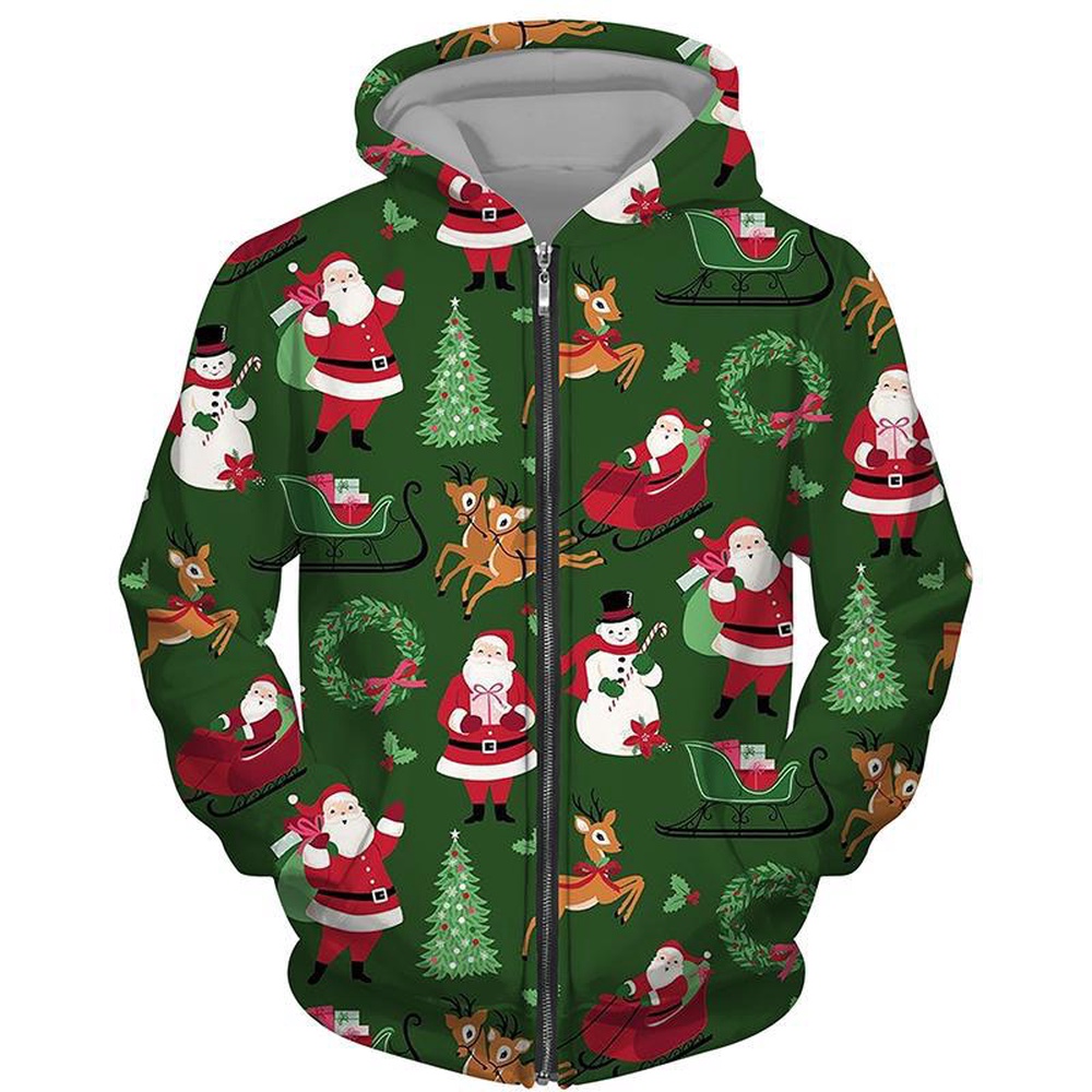 Christmas Santa Racing Reindeer 3D All Over Print Hoodie Christmas Santa Racing Reindeer 3D All Over Print Hoodie